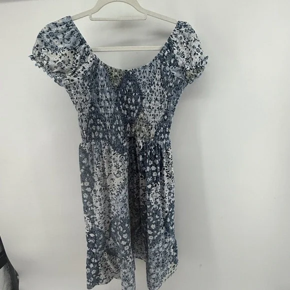 VTG Women's Size Medium Dress Blue Y2K 90s Fairy Boho Floral Milkmaid Coquette - Picture 7 of 10